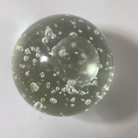 Vintage Paperweight Glass Sphere Clear Controlled Bubbles 3" - Picture 5 of 7